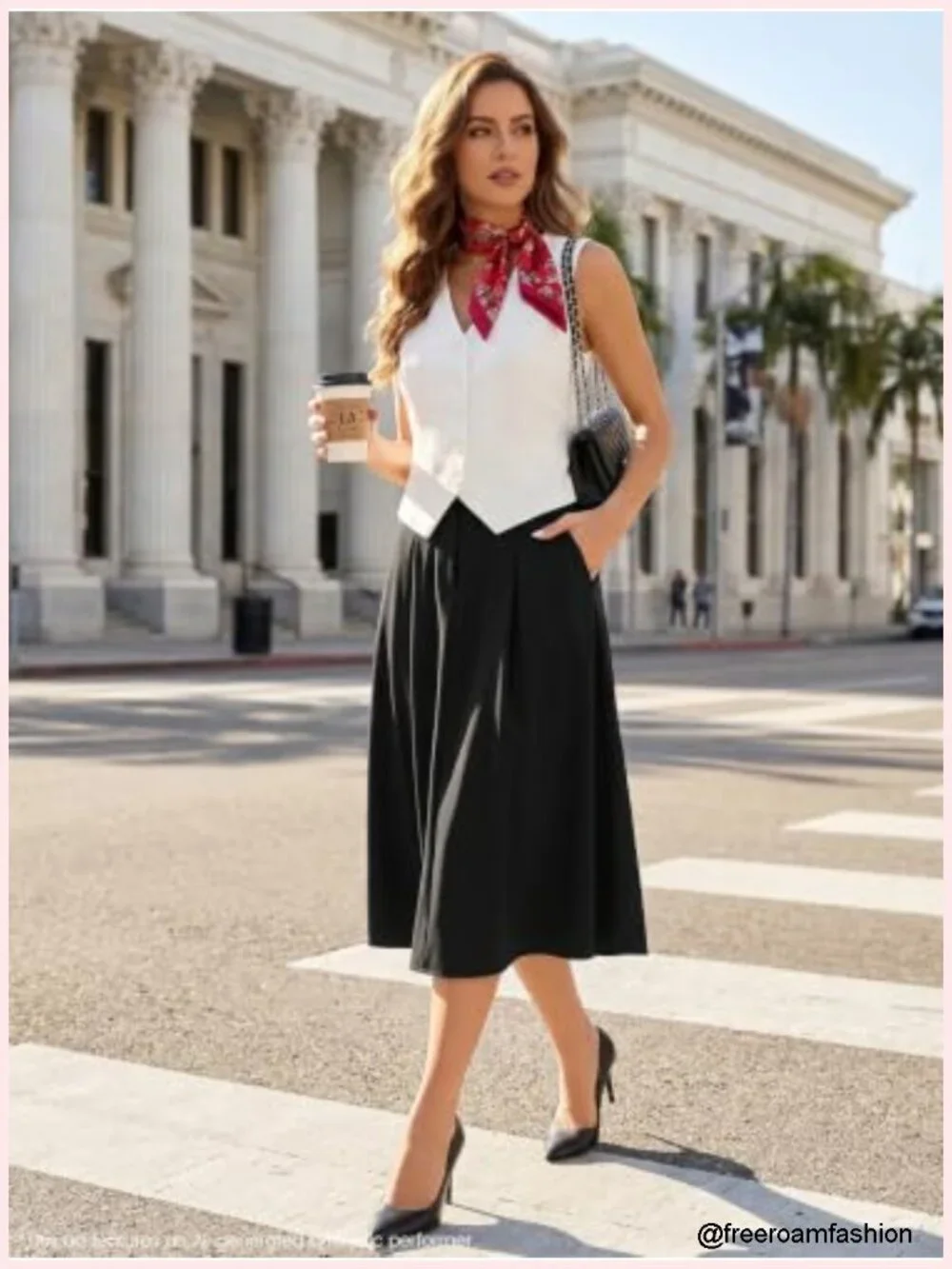 A-Line High Waist Midi Skirt with Pockets for Work Dressy Summer